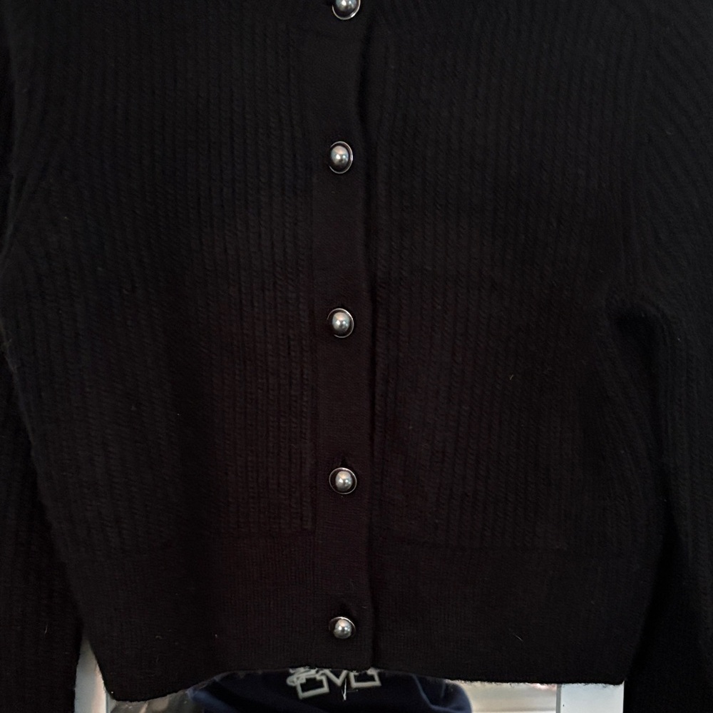 Abercrombie & Fitch Black Ribbed Button Cardigan - Picture 3 of 4